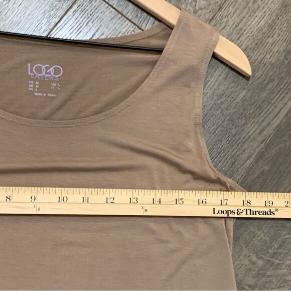 Logo Layers Tank Top Tunic Women’s Medium Tan Scoop Neck Color Block. - Picture 10 of 12